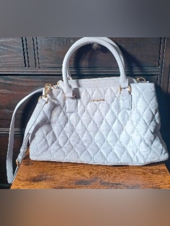 Vera Bradley Handbags - Vera Bradley Gray Quilted Top-Handle Satchel